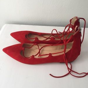 7.5 Red Suede J.Crew Flats